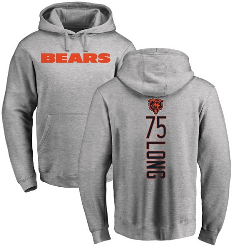 Chicago Bears Men Ash Kyle Long Backer NFL Football #75 Pullover Hoodie Sweatshirts